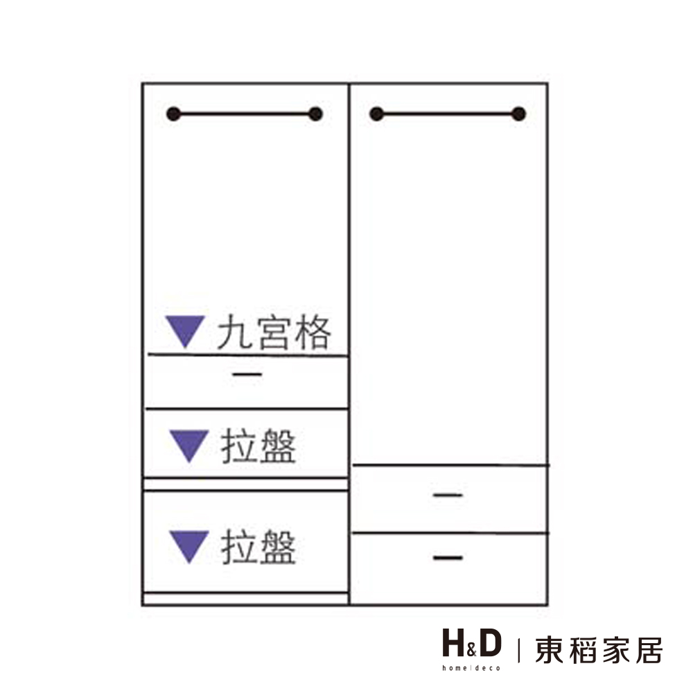 卡爾頓5尺推門衣櫃(19JS1/364-5)/H&D 東稻家居