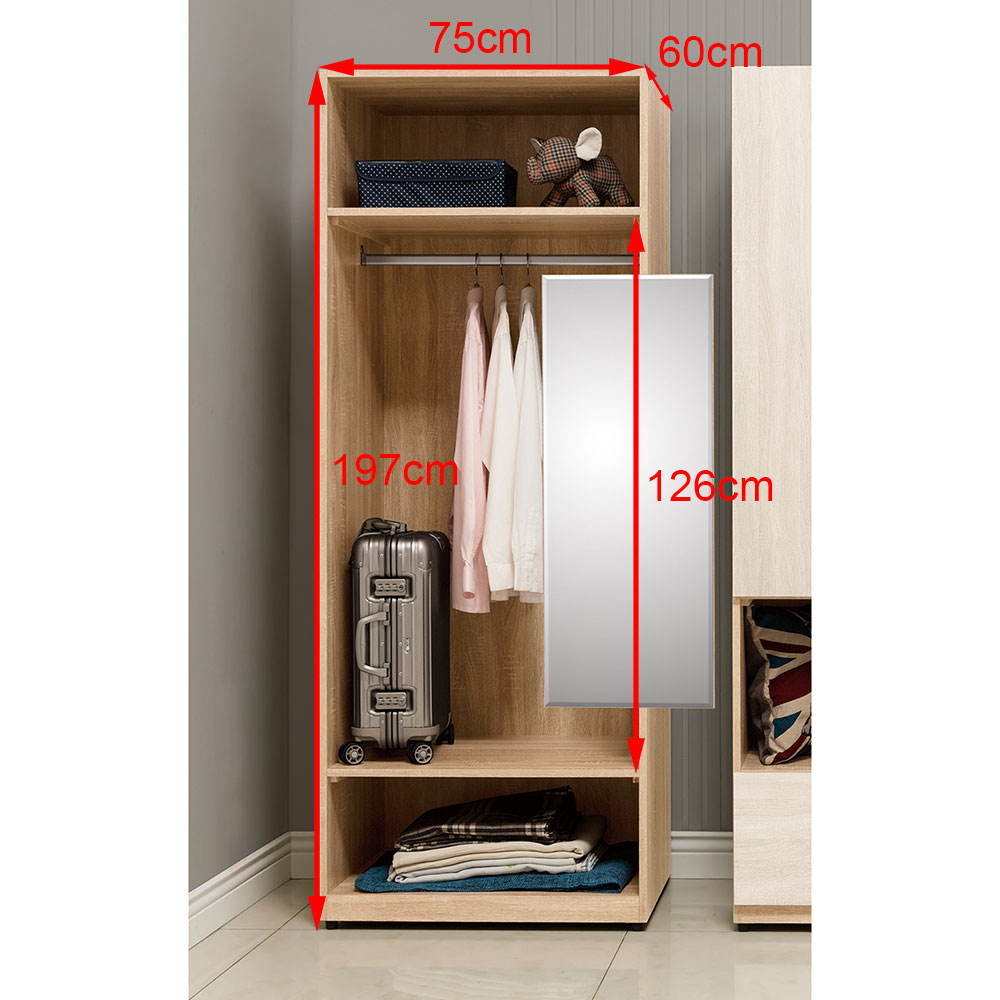 葛瑞絲2.5尺開放衣櫃含拉鏡(19JS1/311-4)/H&D 東稻家居