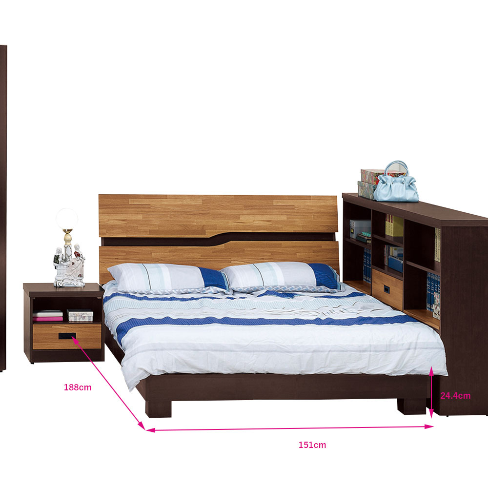 安特胡桃色5尺床底(19JS1/449-4)/H&D 東稻家居