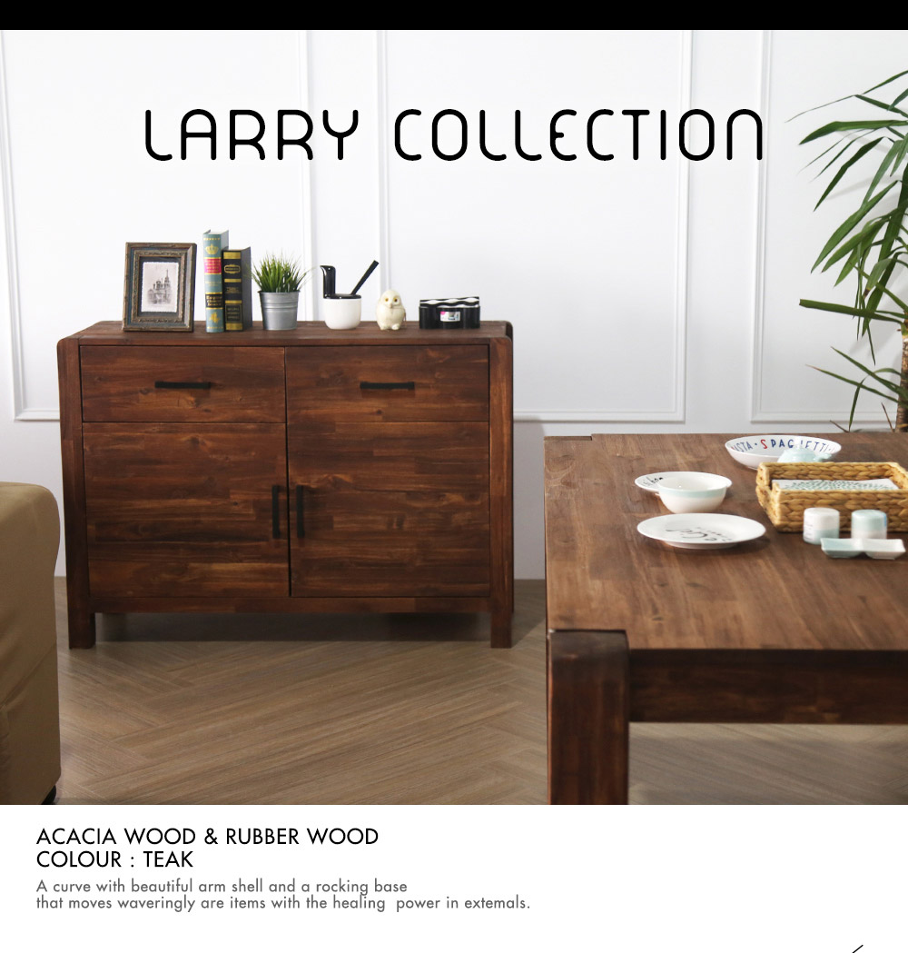 鄉村系列實木餐桌餐櫃組-2件式/LARRY(SGV/80232原木4尺餐櫃+80213原木5尺餐桌)【obis】