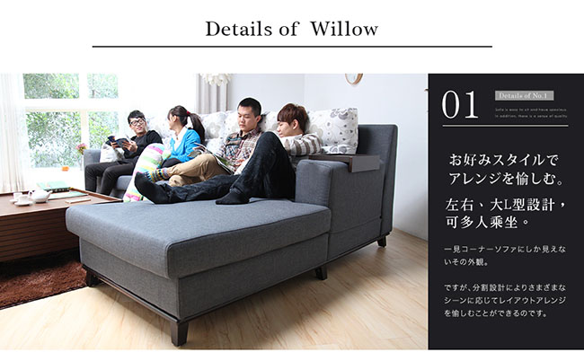 WILLOW 威洛L型沙發(DY1/520左L型沙發深灰)【obis】