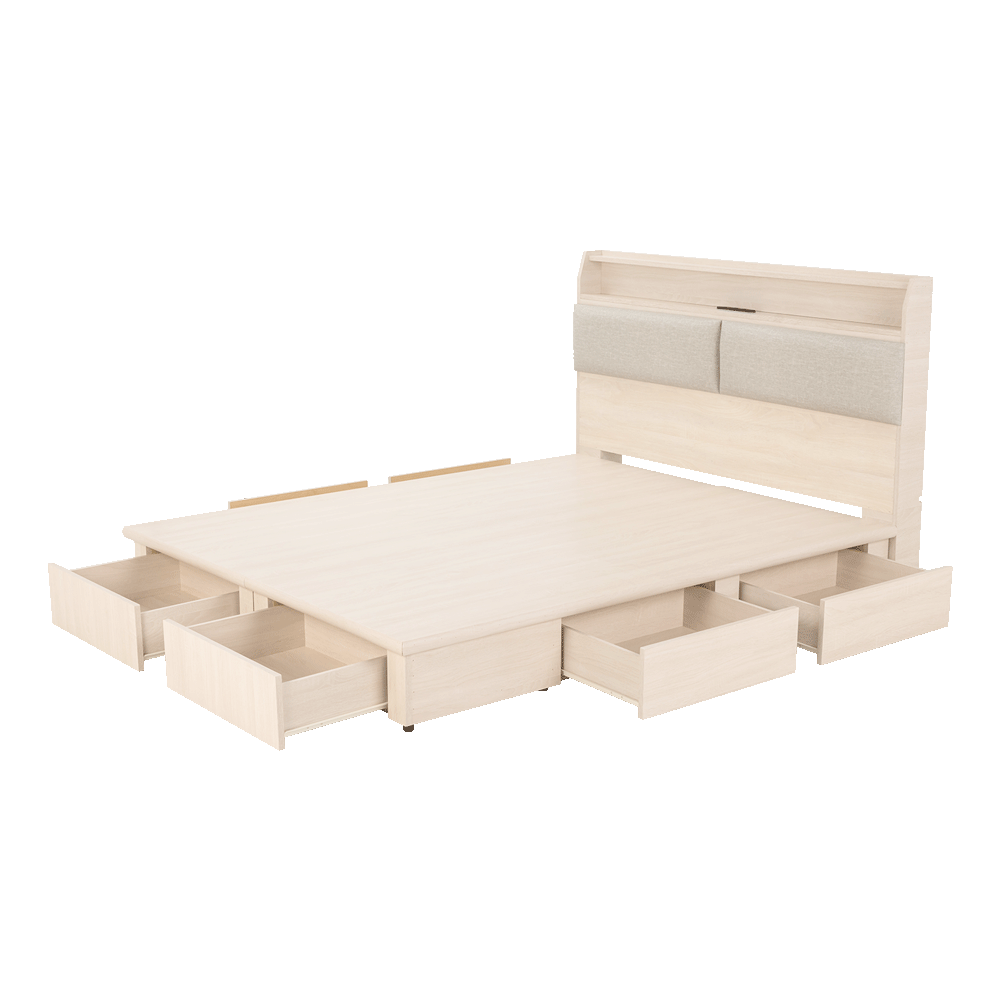 北歐風白梧桐-3.5尺單人床組/2件式床組(床頭片＋6抽床底)