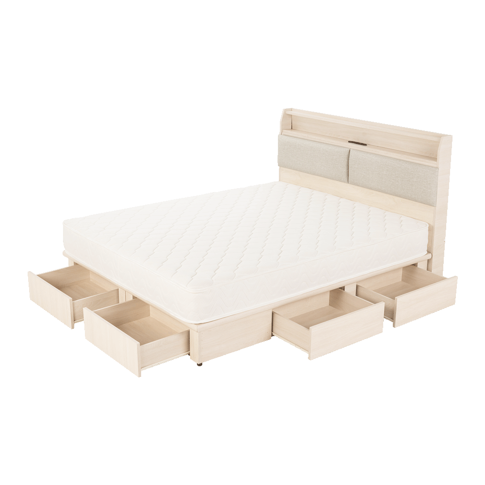 北歐風白梧桐-3.5尺單人床組/3件式床組(床頭片＋6抽床底＋床墊)