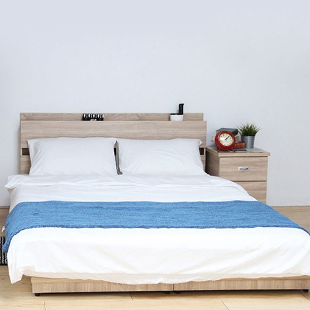 狄尼塔斯梧桐色5尺房間組-3件式(床頭+床底+床頭櫃)