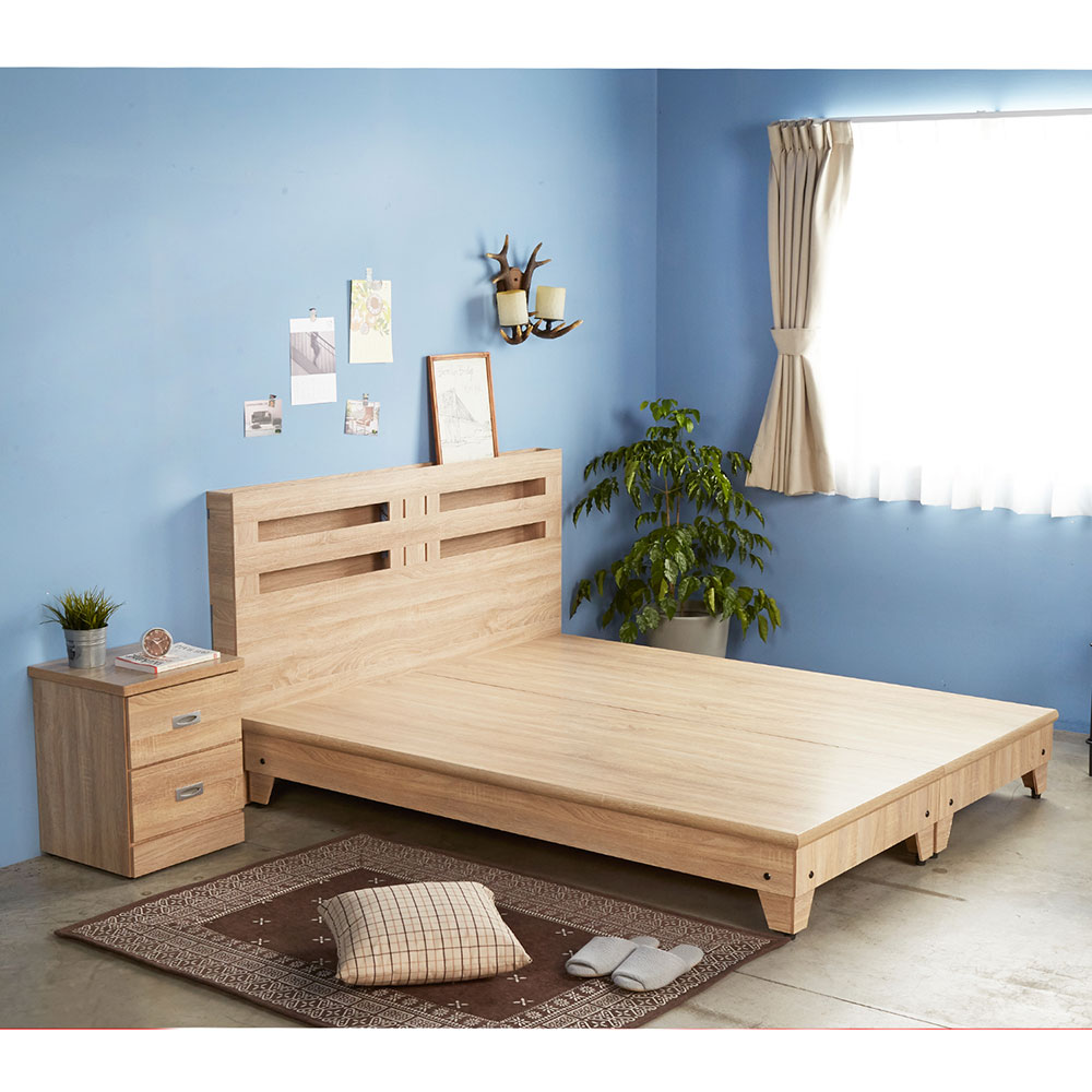 藍儂田園鄉村風系列雙人房間組3件式(床頭+床底+二抽櫃)-2色