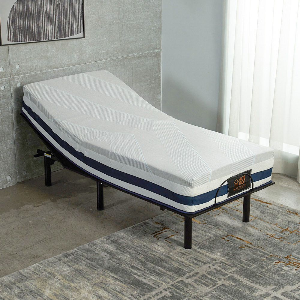 單人3尺升降式電動床組2件組式(涼感乳膠床墊+電動床架)