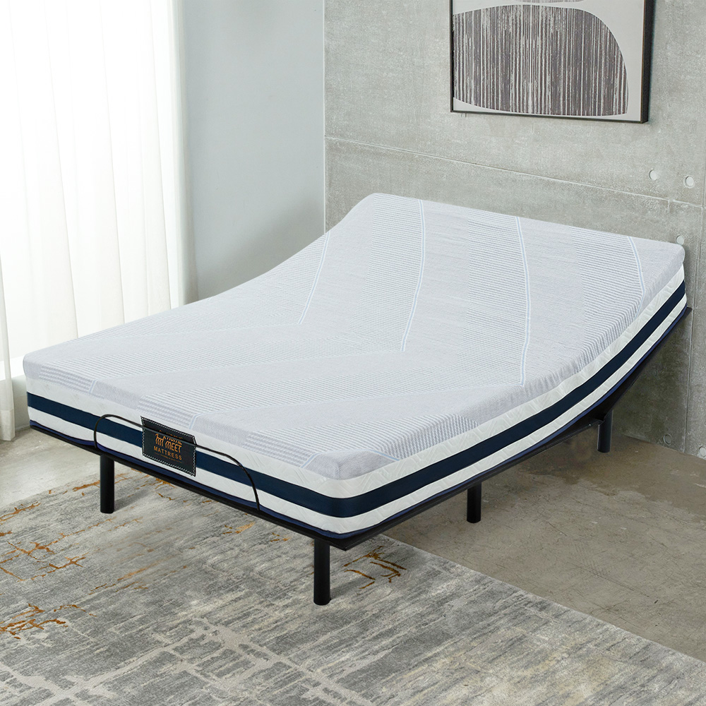 雙人5尺升降式電動床組2件組式(涼感乳膠床墊+電動床架)