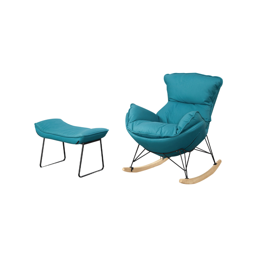 旅行風藍色休閒搖椅/含腳椅(TCM-07961)