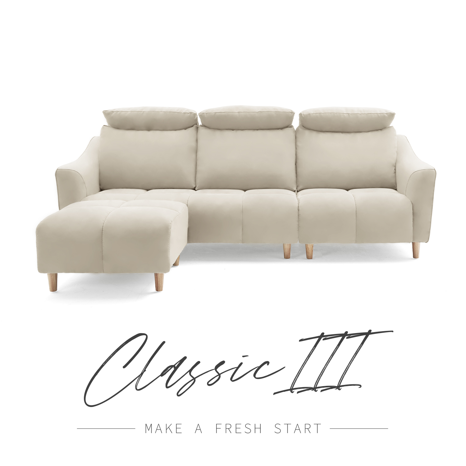 Classic III-冰峰涼感系列L型沙發/三人座腳凳/頭枕靠枕可拆洗